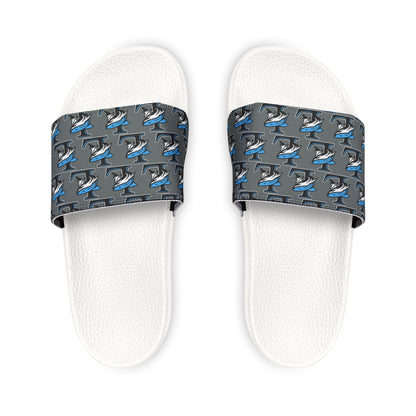 Men's Mako Pattern Slide Sandals — Adjustable Removable-Strap Pool Slides