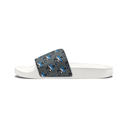 Men's Mako Pattern Slide Sandals — Adjustable Removable-Strap Pool Slides